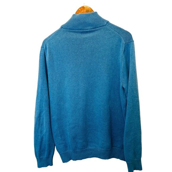 J.CREW 1/4 Zip Pullover Knitted Cotton Cashmere Light Blue Sweater Size Med/Tall - Picture 5 of 7